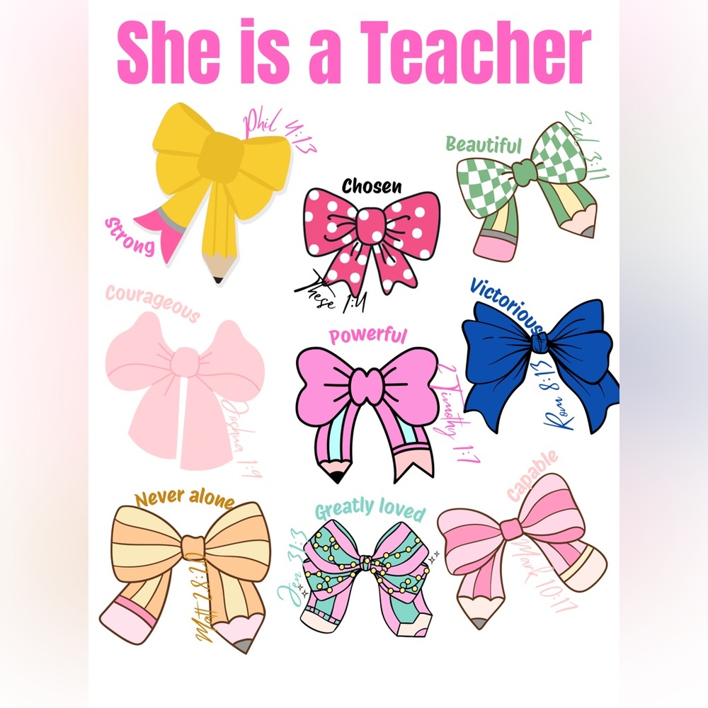 Colorful Bow Set with bible verses digital image